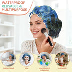 Shower Cap Reusable Double Layer Adjustable Elastic Waterproof EVA Hair Bath - Image 6