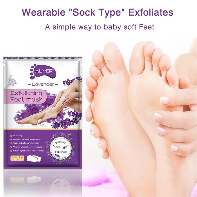 ALIVER Foot Peel Mask 3 Pack, Exfoliator Peel Off Calluses Dead Skin Callus - Image 4