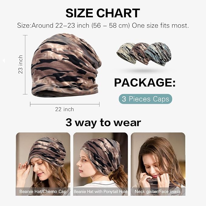 Women's Summer Beanie for Men Hat Boho Hats Adult Dwarf Hats Chemo Cap Cancer - Image 2