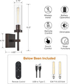 SANTOSTOCK Oil Rubbed Bronze Battery Operated Wall Sconces - Image 6