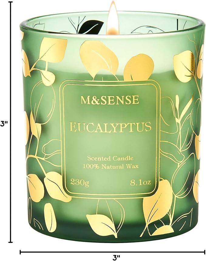 M&SENSE Eucalyptus Scented Vegan Soy Candles, No Toxin Calming Aromatherapy - Image 9