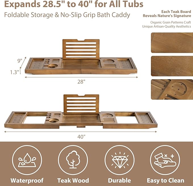 Bamboo Bathtub Tray Caddy - Image 6