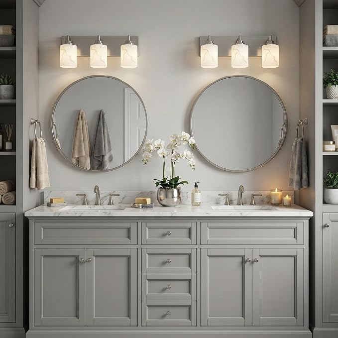 3-Light Bathroom Light Fixture, Brushed Nickel Modern Vanity Light - Image 6