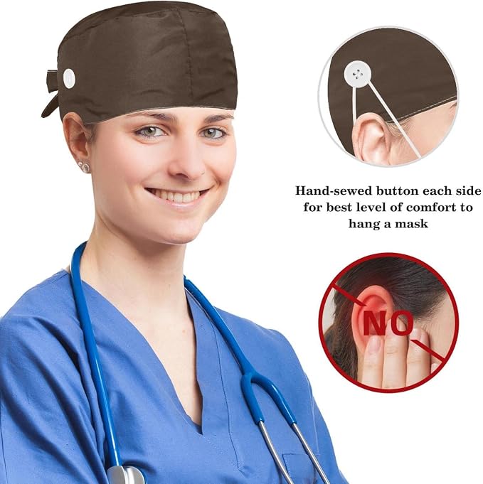 Scrub Cap with Hair Scrunchy, Ponytail Holder Surgical Cap - Image 3