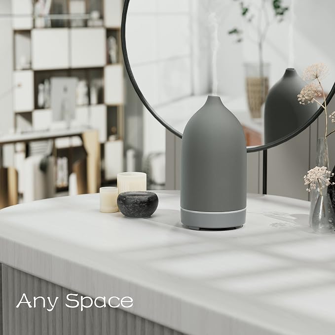 Aromatherapy Essential Oil Diffuser, 9 Colors Mood Light, 4 Timer Stone - Image 3