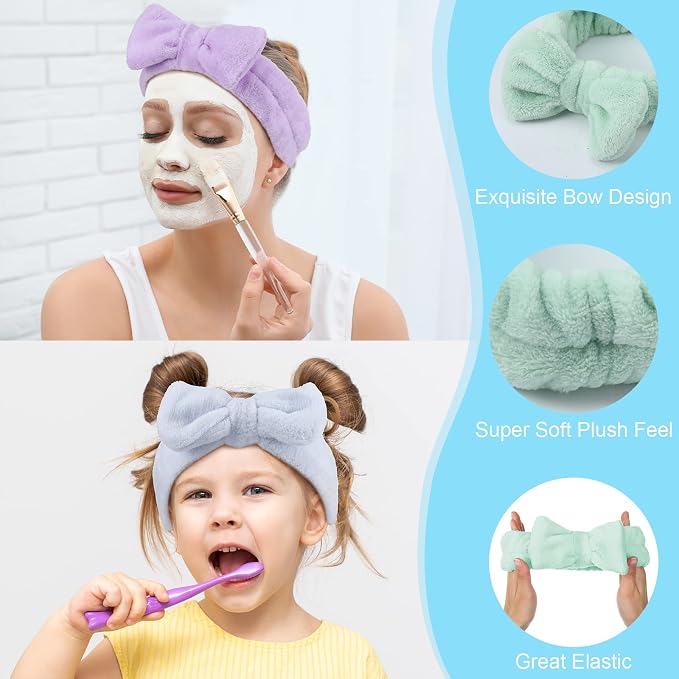 Yinder 40 Pack Bow Spa Headband Coral Fleece Makeup Headband Soft Face Wash - Image 2