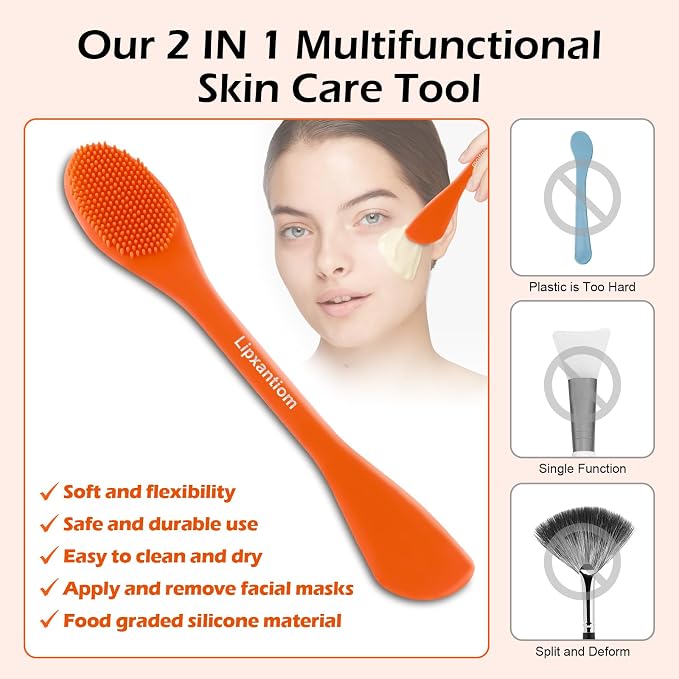 3 Pcs Silicone Facial Cleansing Brush, 2 in 1 Face Mask Applicator and Pore - Image 6