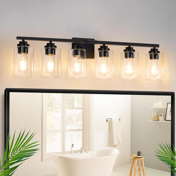6-Light Bathroom Light Fixtures, Matte Black Light Fixture, Classic Wall Light by WelcometoVerRon