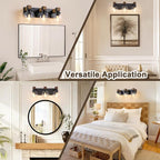 Farmhouse Bathroom Light Fixtures, 3-Light Rustic Wood Bathroom Lights Over - Image 7