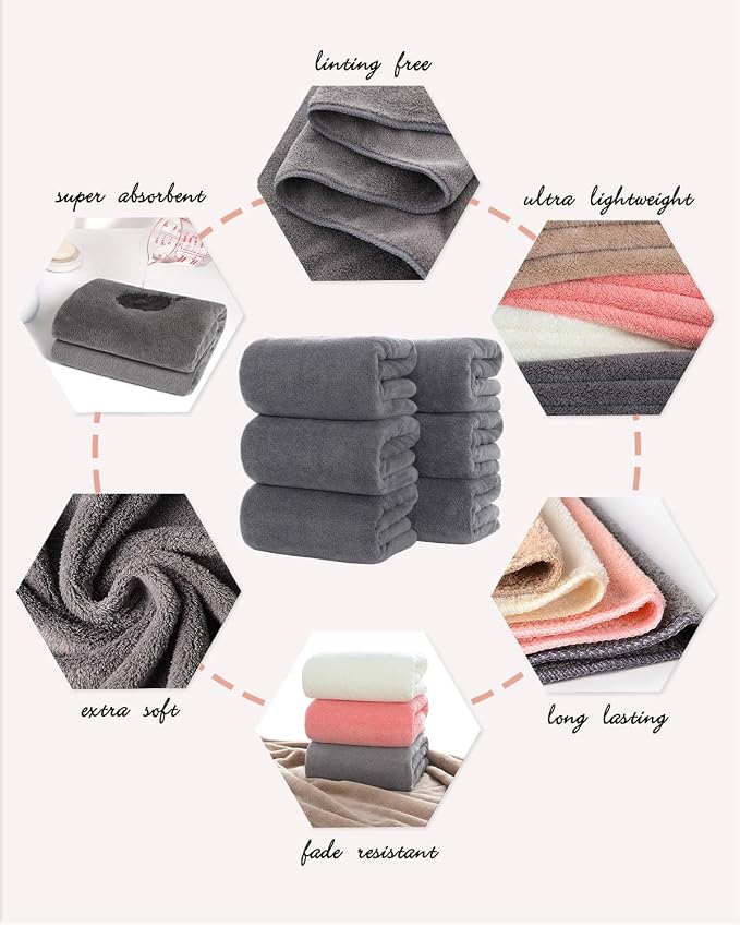 Lumimi Towels 6 Piece Soft Microfiber Bath Towel Set Salon Gym Yoga Travel - Image 4