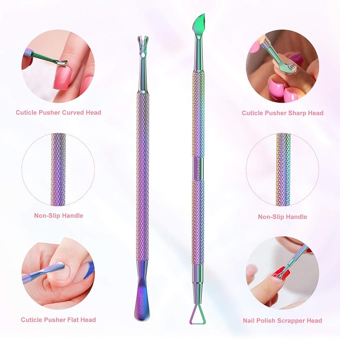 Cuticle Pusher Nail Polish Remover Stainless Steel Manicure Tool Set Gel Nail - Image 5