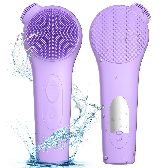 Silicone Face Scrubber, Waterproof Rechargeable Facial Cleansing Brush by ADINC