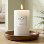 Aroma Naturals Patchouli and Frankincense Essential Oil White Scented Pillar - Image 4