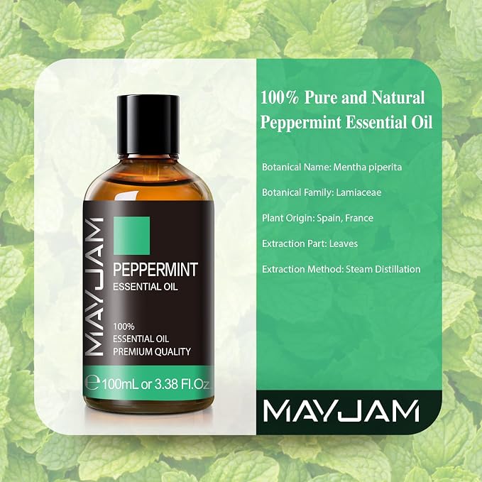 Peppermint Essential Oil, MAYJAM Premium Pure Essential Oils, 3.38FL.OZ - Image 3