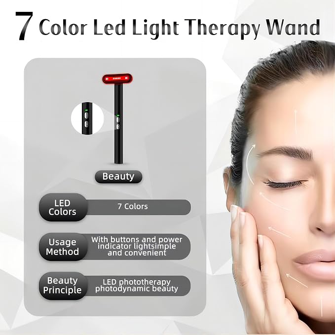 Fxtiaa Led-Light-Therapy, 7 Color Face Skincare Wand - Image 5