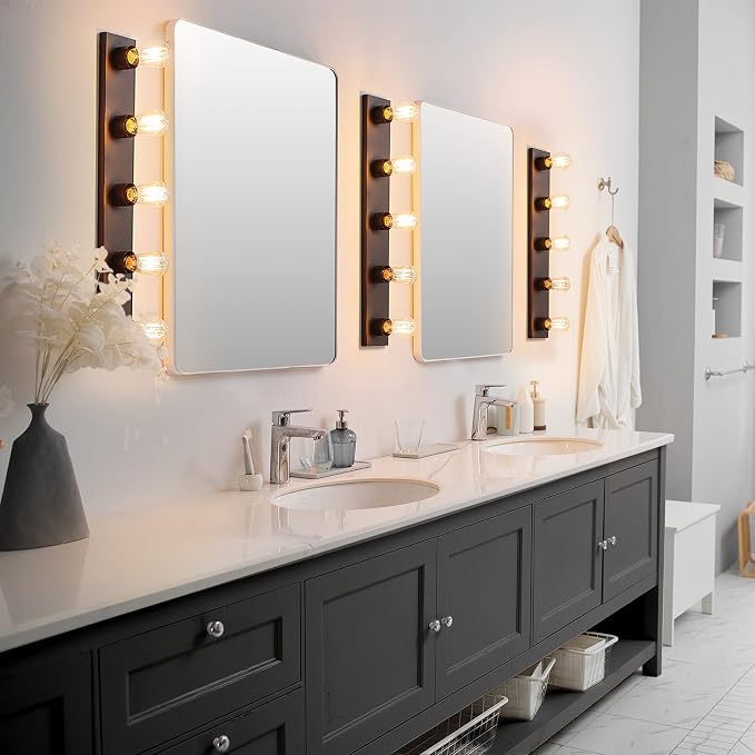 Globe Electric 5-Light Vanity Light, Matte Black, Modern Glam, Bathroom Fixture - Image 2
