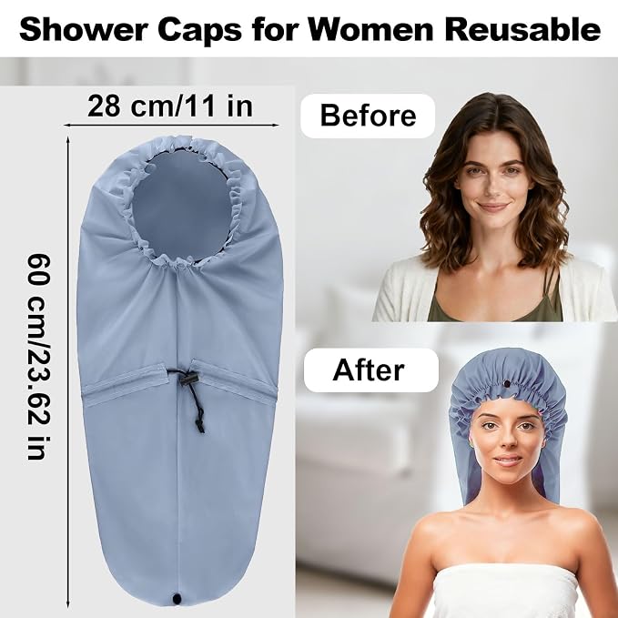 ELEBOX Extra Large Shower Cap for Braids/Curly Hair/Dreadlock | Reusable - Image 6