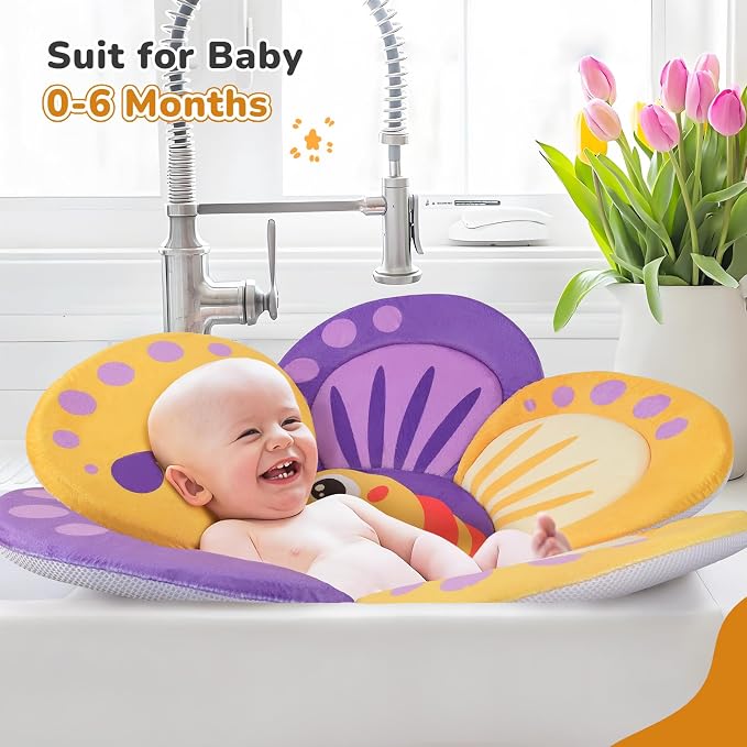Flower Baby Bath Pad for Infant Bathtub Sink Flower Mat Tub Little Lotus - Image 5