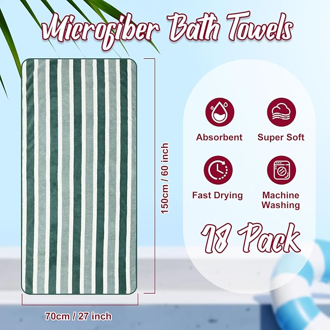 SmoothNovelty 18 Pack Microfiber Bath Towels Bulk 27'' x 60'' Oversized Size - Image 2