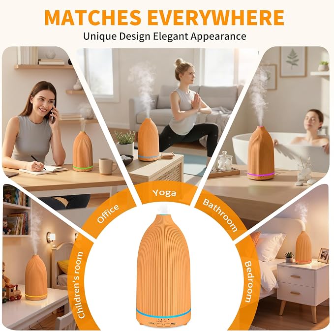 URPOWER 100ML Essential Oil Diffuser Ultrasonic Cool Mist Humidifier - Image 6