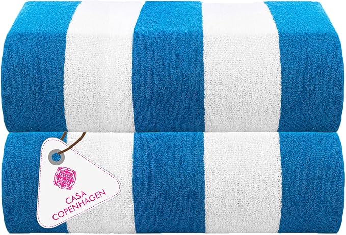 CASA COPENHAGEN Cabana Pool Towel 2Pcs 100% Egyptian Cotton Gift Set- Turquoise by CASACOPENHAGEN