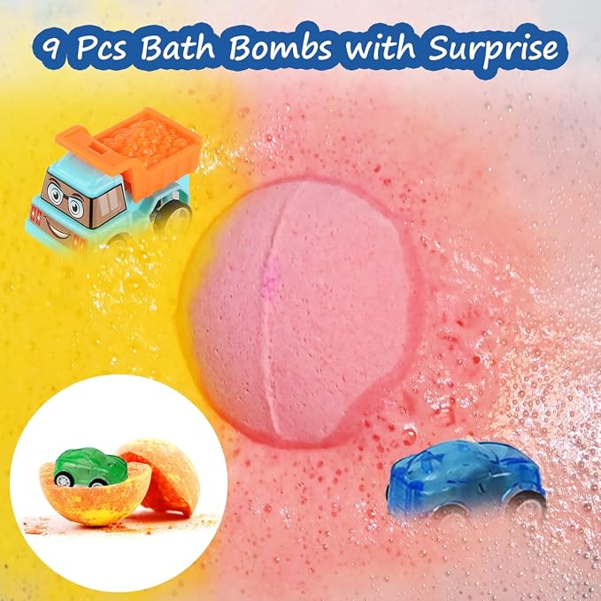 Bath Bombs for Kids with Toys Inside, 9 Pack Handmde Bath Bombs Set with - Image 2