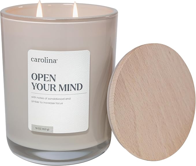 Carolina Open Your Mind Scented Candle, 16 oz Sandalwood & Amber Scented by CAROLINA