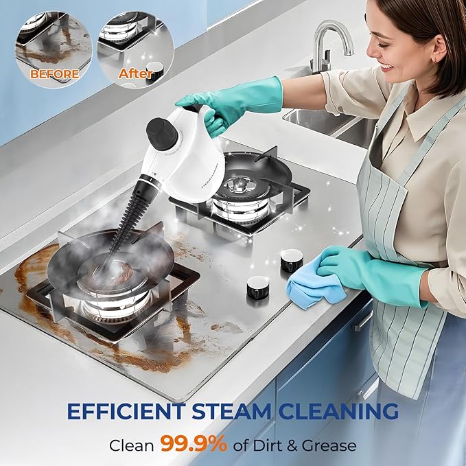 Steam Cleaner, Pressurized Handheld 13pcs Multi-Purpose Natural Deep Cleaning - Image 2