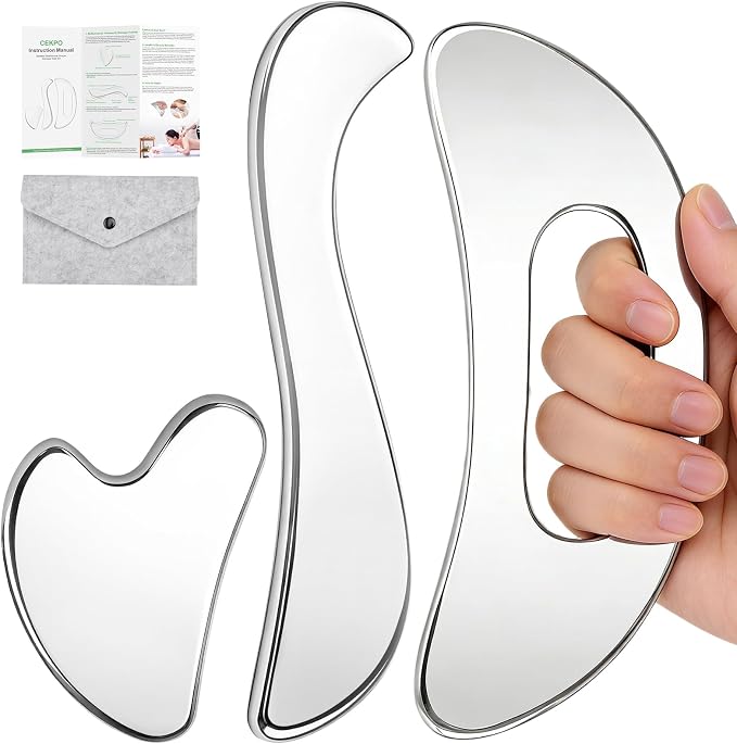 3-in-1 Stainless Steel Gua Sha Massage Tool Set, Muscle Scraper & IASTM Tools by CekPo