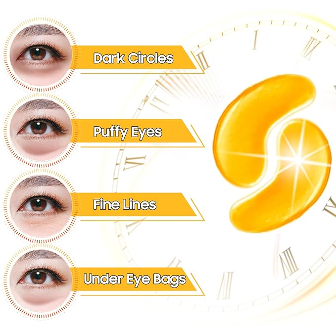Adofect Collagen Powder Eye Mask 30 Pairs Gold Under Eye Gel Pads, Hyaluronic - Image 2