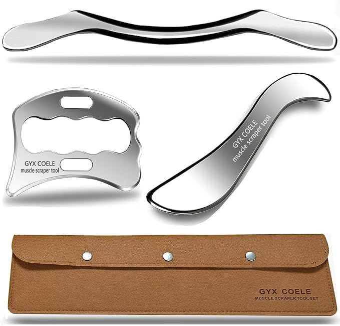 Muscle Scraper Tool Set, Stainless Steel IASTM Kit by GYXCOELEIASTMTOOL