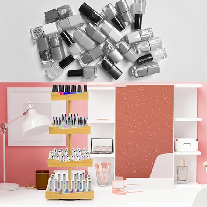ZAVOOS Nail Polish Organizer, 4 Tier Bamboo Stand Essential Oil Display Rack - Image 5