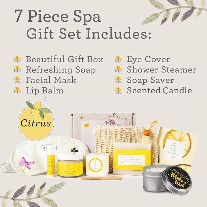 Lizush Luxury Spa Gifts for Women – 7 Piece Citrus Spa Gift Set - Image 2