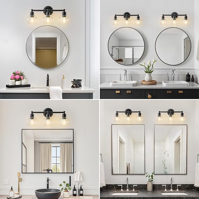 Modern Black Bathroom Vanity Lights, 3-Light Matte Black Bathroom Light Fixture - Image 7
