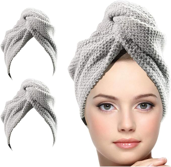 KEEPOZ Hair Towel Wrap Quick Dry 100% Cotton Super Absorbent Turban Head Wrap by KEEPOZ