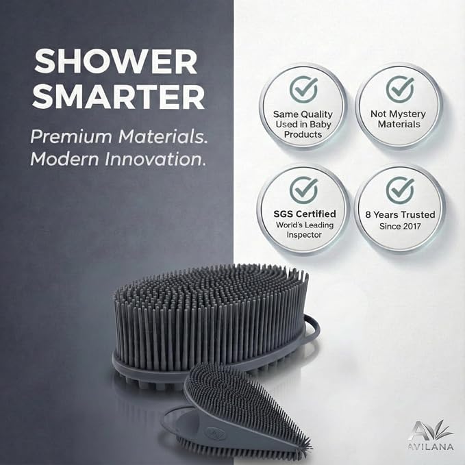 Avilana Premium Body Scrubber and Face Brush Set - Image 3