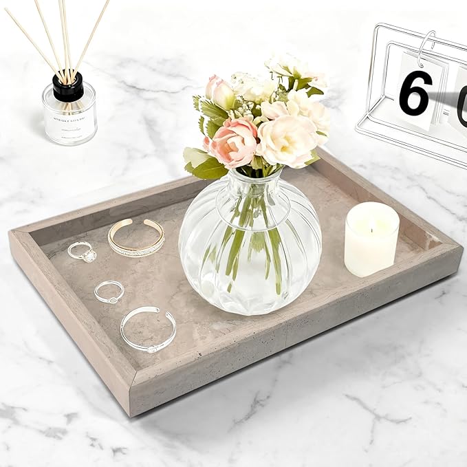 Pure Natural Marble Tray for Bathroom, Sink. Cosmetics, toiletries, etc. can be - Image 4