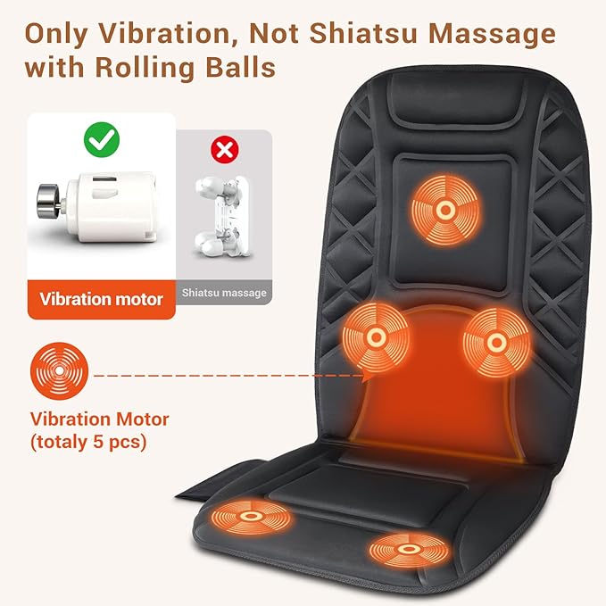 CARSHION Back Massager with Heat, Heated Seat Cover Cushion with 5 Vibrating - Image 2