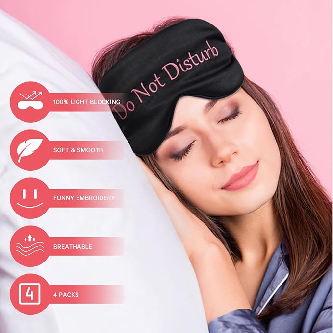 4 Pack Eye Mask for Sleeping Silky Funny Soft Satin Sleep Shade Cover Blindfold - Image 4