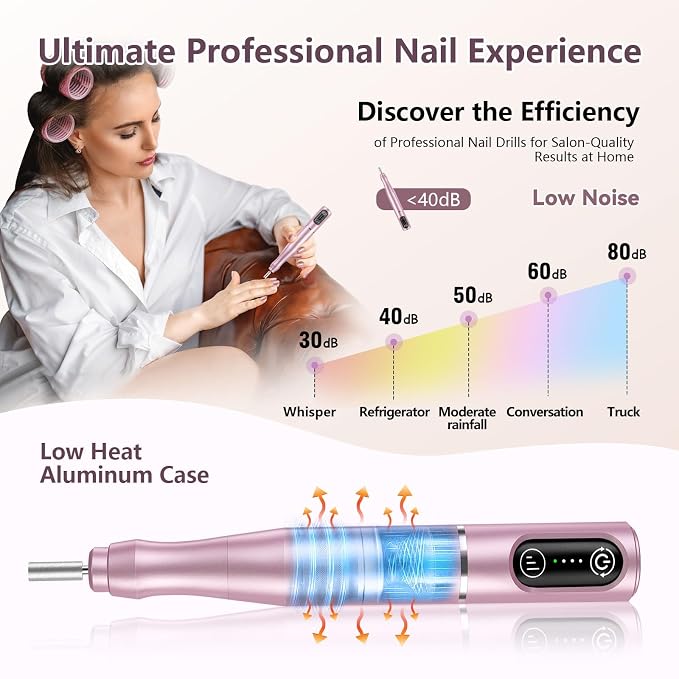 TUOBEO Cordless Nail Drill Electric Rechargeable File Kit, Professional Efile - Image 6