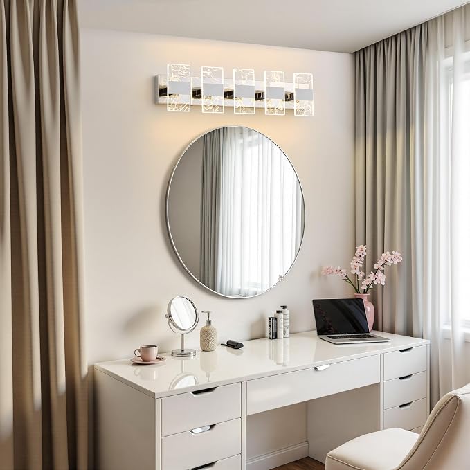 Modern LED Bathroom Light Fixtures Dimmable 5-Light Chrome Vanity Light - Image 7