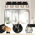 FadimiKoo 5-Light Farmhouse Wood Wall Sconces Lighting, Rustic Bathroom Wall - Image 3