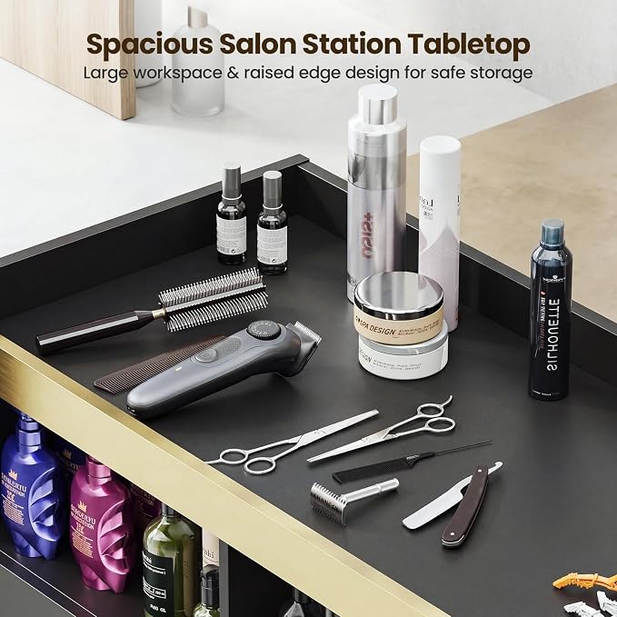 Salon Storage Cabinet Barber Station, Freestanding Hair Styling Station - Image 4