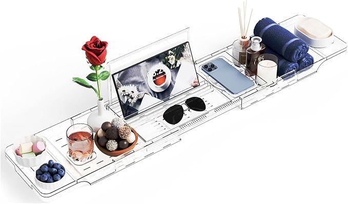 Yieach Luxury Clear Acrylic Bathtub Tray - Image 9