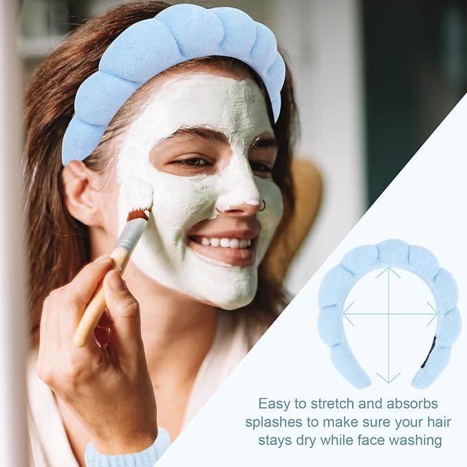 6Pcs Spa Set, Terry Cloth Headbands & Wrist Washbands - Image 3