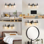 3 Lights Vanity Lights, Matte Black Bathroom Wall Light Fixtures over Mirror - Image 5