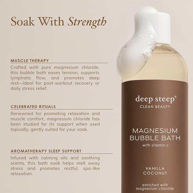 Deep Steep Magnesium Bubble Bath, 15.6 oz – Foaming Soak - Image 4