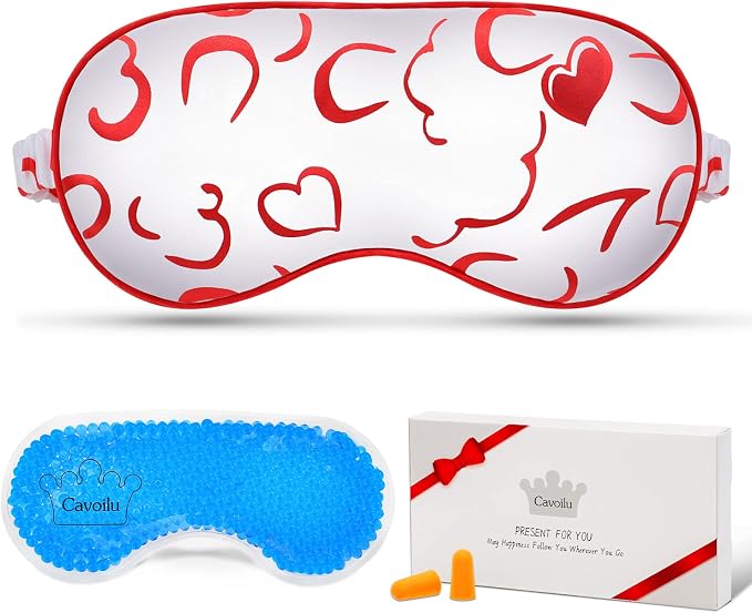 Sleep Mask w/Cooling Gel Eye Mask, Silk Eye Mask by Cavoilu