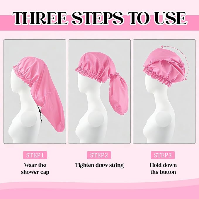 2 Pcs Large Shower Cap for Braids, Extra Long Shower Cap for Women Long Hair & - Image 4
