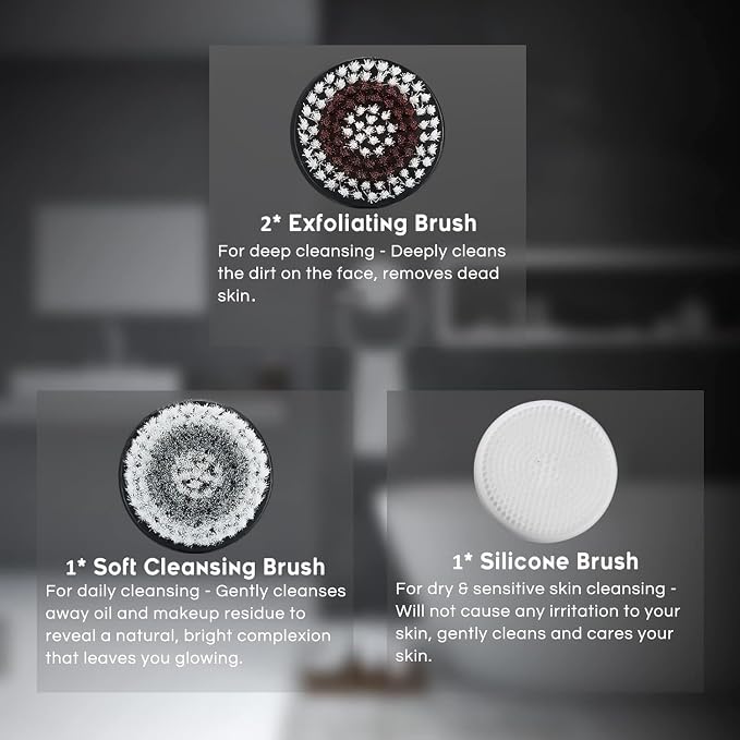 4 Replacement Brush Heads for Model Ga-7266 Facial Cleansing Brush Deep Pore - Image 2